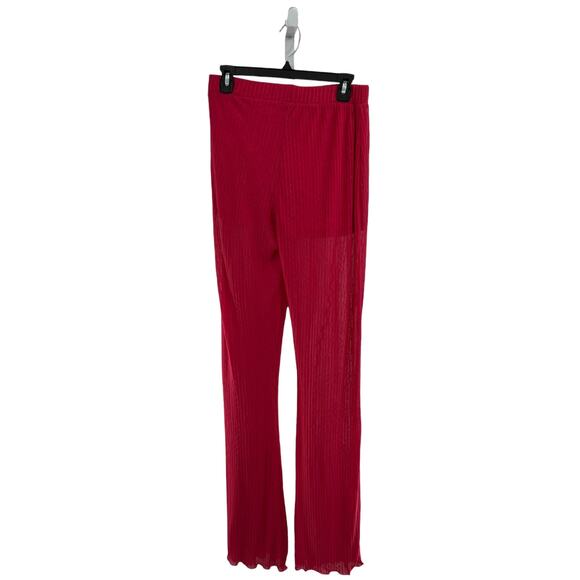 Zara Pink Ribbed Ruffle Plucks Sheer Cover Up Pants - Picture 7 of 12